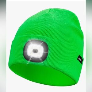 Unisex Hat with Light, USB Rechargeable Hands Free Headlamp LED Beanie NWT